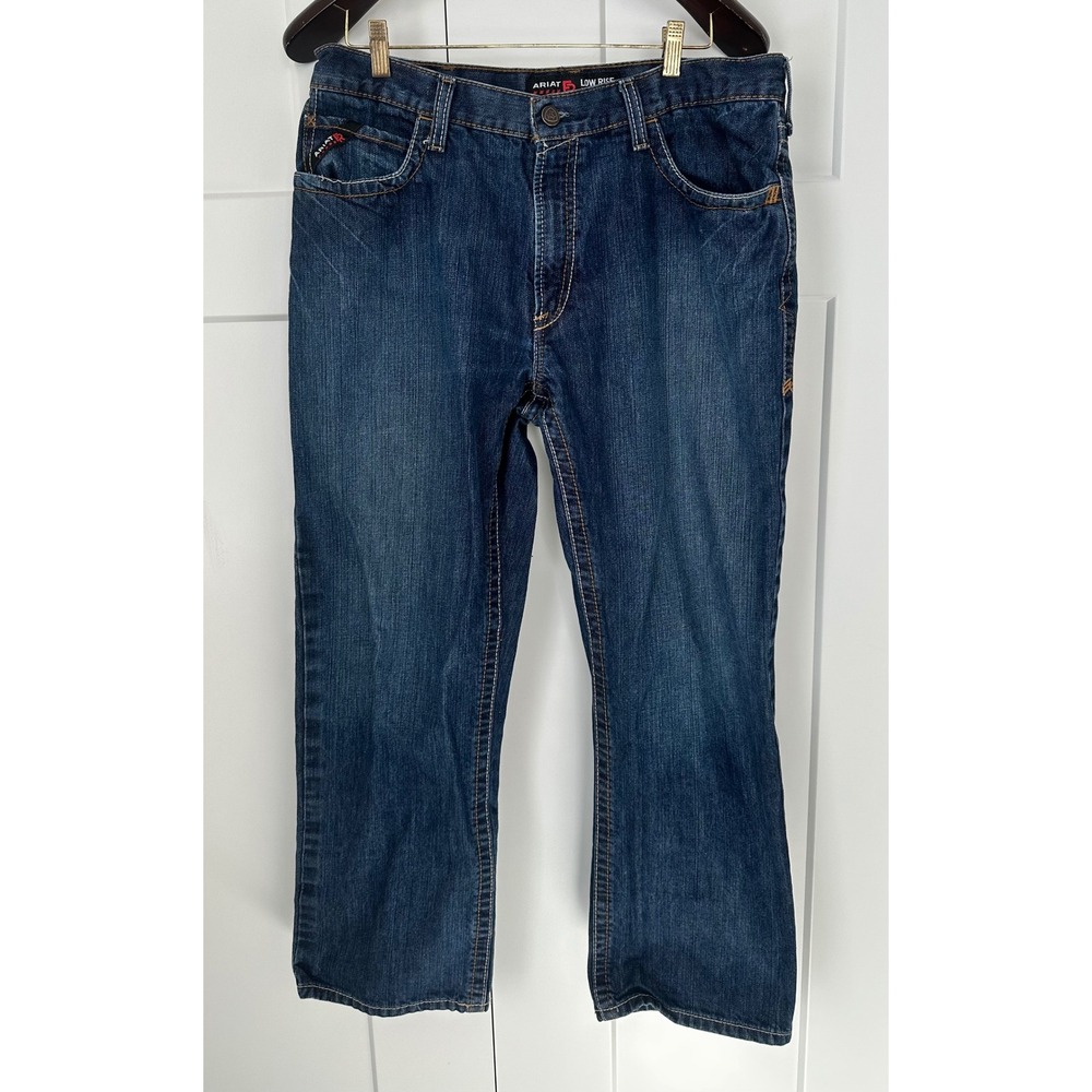 Ariat FR M4 Low Rise Boot Cut Jeans Mens 36x30 Blue Flame Resistant CAT 2 Denim